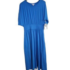 NWT Nordstrom Bright Blue T-Shirt Maxi Dress Cotton Modal Spandex sz M